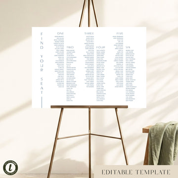 Laguna 3-Table Long Tables Wedding Seating Chart Template (Landscape)