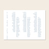 Horizontal wedding long tables seating chart template design on a beige background.