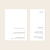 Two wedding menu templates, one tall and one wide, displayed on a beige background.
