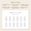 Lumen 12-Table Wedding Seating Chart Template (Landscape)