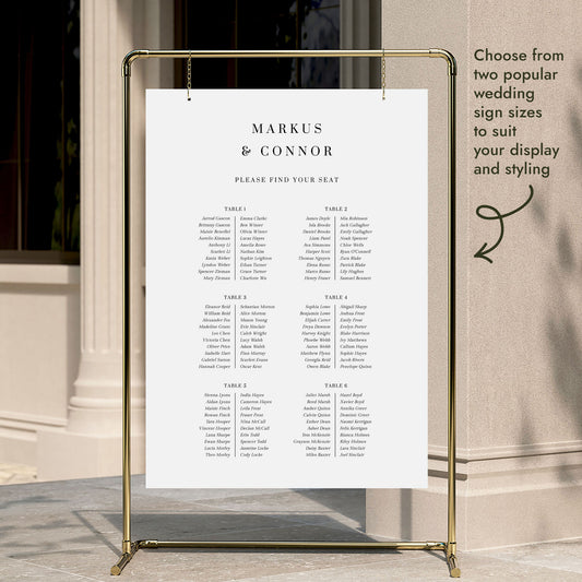 Lumen 6-Table Long Tables Wedding Seating Chart Template (US)