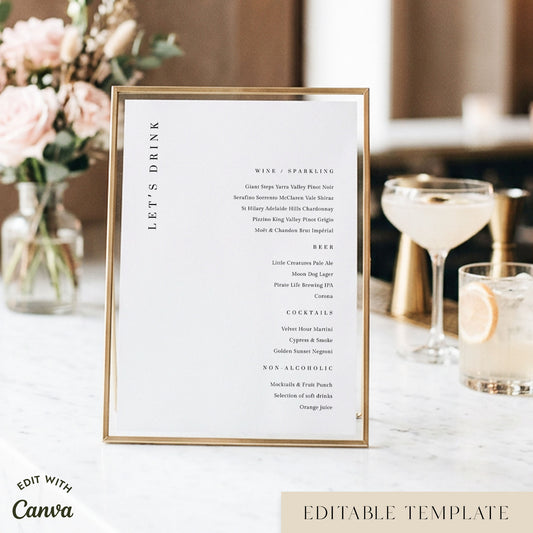 Lumen Bar Menu Sign Template