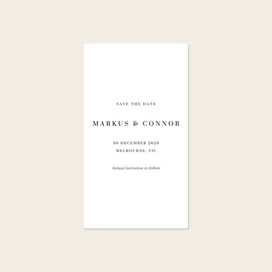 Digital Save the date design with text on a beige background