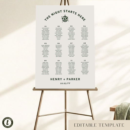 Lyra 12-Table Wedding Seating Chart Template (US)
