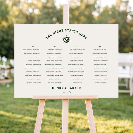 Lyra 4-Table Long Tables Wedding Seating Chart Template (Landscape)