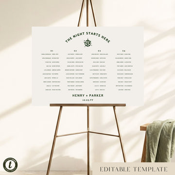 Lyra 4-Table Long Tables Wedding Seating Chart Template (Landscape) (US)