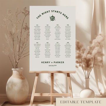 Lyra 8-Table Wedding Seating Chart Template