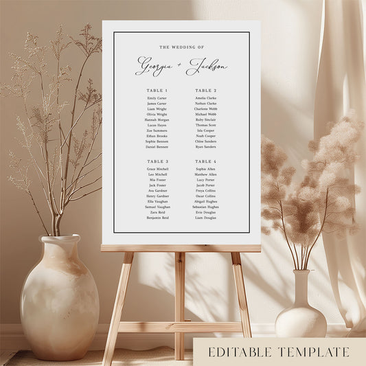 Maison 4-Table Wedding Seating Chart Template