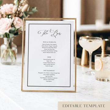 Maison Bar Menu Sign Template (US)