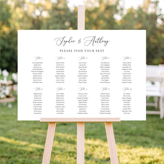 Marais 10-Table Wedding Seating Chart Template (Landscape)
