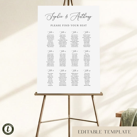 Marais 12-Table Wedding Seating Chart Template