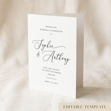 Marais 4-Page Catholic Wedding Program Template