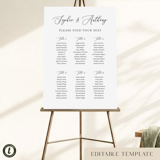 Marais 6-Table Wedding Seating Chart Template