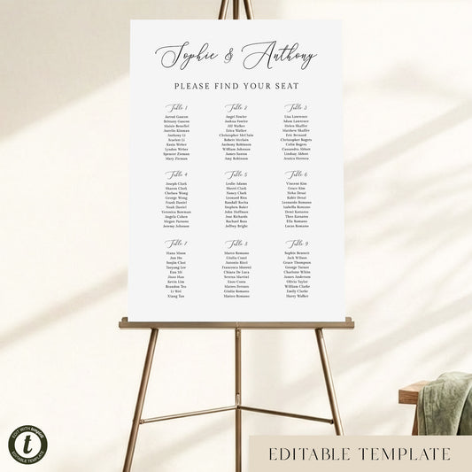 Marais 9-Table Wedding Seating Chart Template