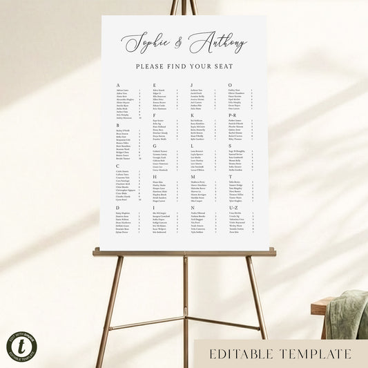 Marais Alphabetical Seating Chart Template