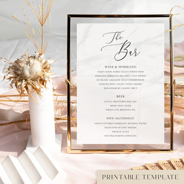 Marais Bar Menu Sign Template