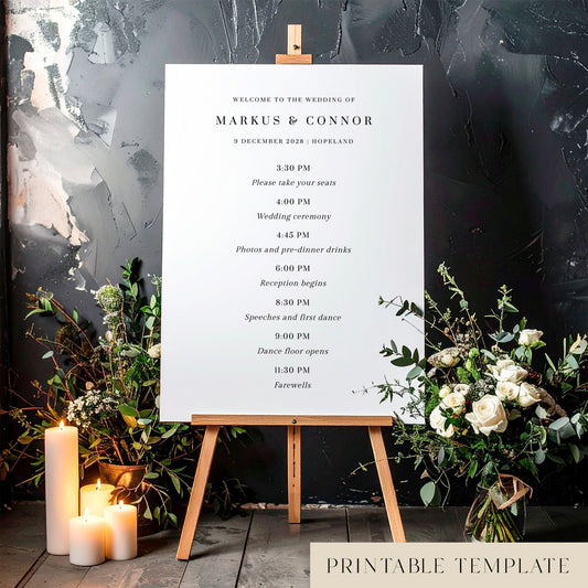 Lumen Wedding Order of Events Sign Template