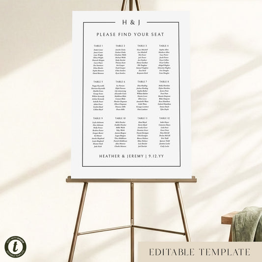 Mayfair 12-Table Wedding Seating Chart Template