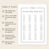 Mayfair 12-Table Wedding Seating Chart Template