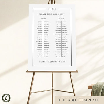 Mayfair 2-Table Long Tables Wedding Seating Chart Template