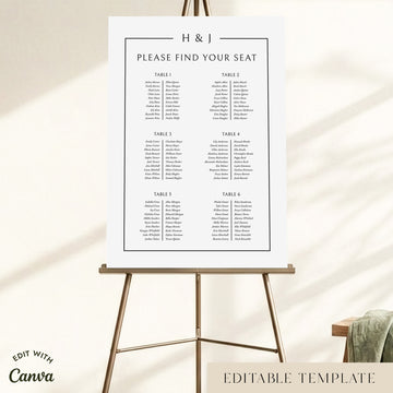 Mayfair 6-Long Tables Wedding Seating Chart Template