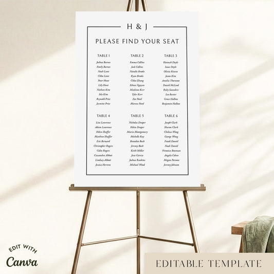 Mayfair 6-Table Wedding Seating Chart Template