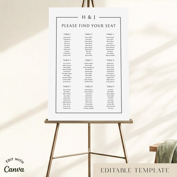 Mayfair 9-Table Wedding Seating Chart Template