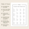 Mayfair Alphabetical Seating Chart Template