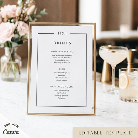 Mayfair Bar Menu Sign Template