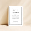 Modern bridal shower invitation card on a beige background.