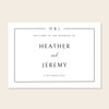Horizontal wedding welcome sign template design on a beige background.