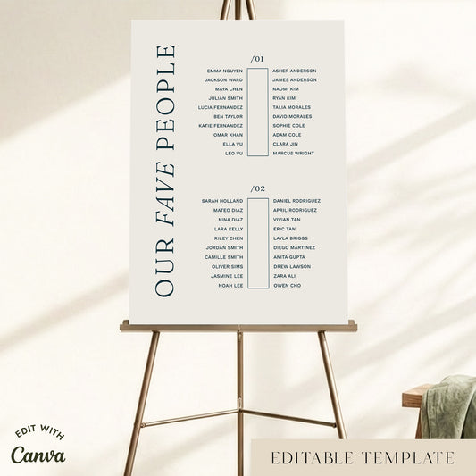 Palais 2-Table Long Tables Wedding Seating Chart Template