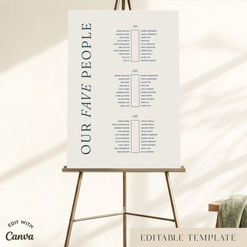 Palais 3-Long Tables Wedding Seating Chart Template