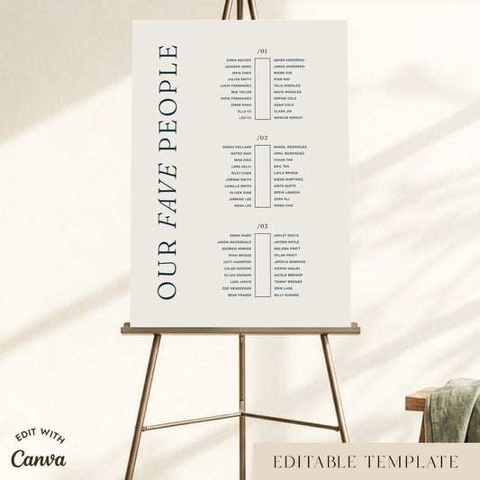 Palais 3-Table Long Tables Wedding Seating Chart Template