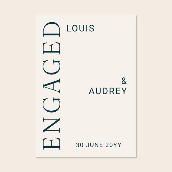 Editable modern engagement party welcome sign template design on a beige background.