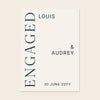 Editable modern engagement party welcome sign template design on a beige background.