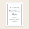 Engagement party welcome sign template design on a beige background.