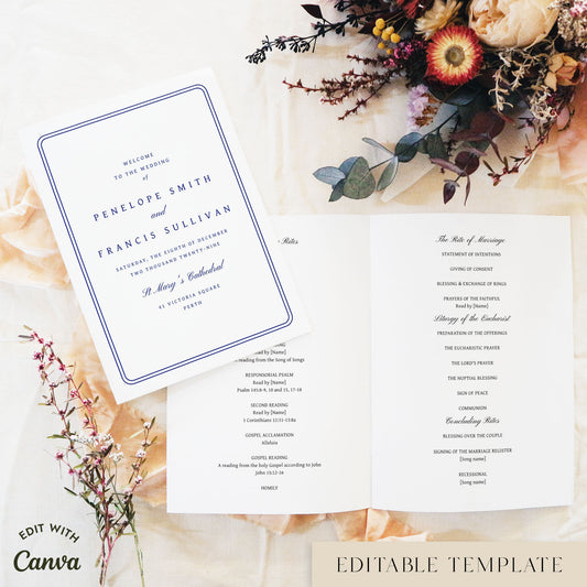Parlour 4-Page Catholic Wedding Program Template (US)