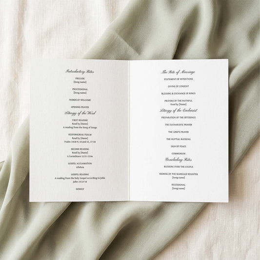 Parlour 4-Page Catholic Wedding Program Template (US)
