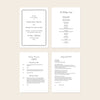 Four A5 wedding Mass ceremony booklet pages shown together, including the cover and interior layouts.