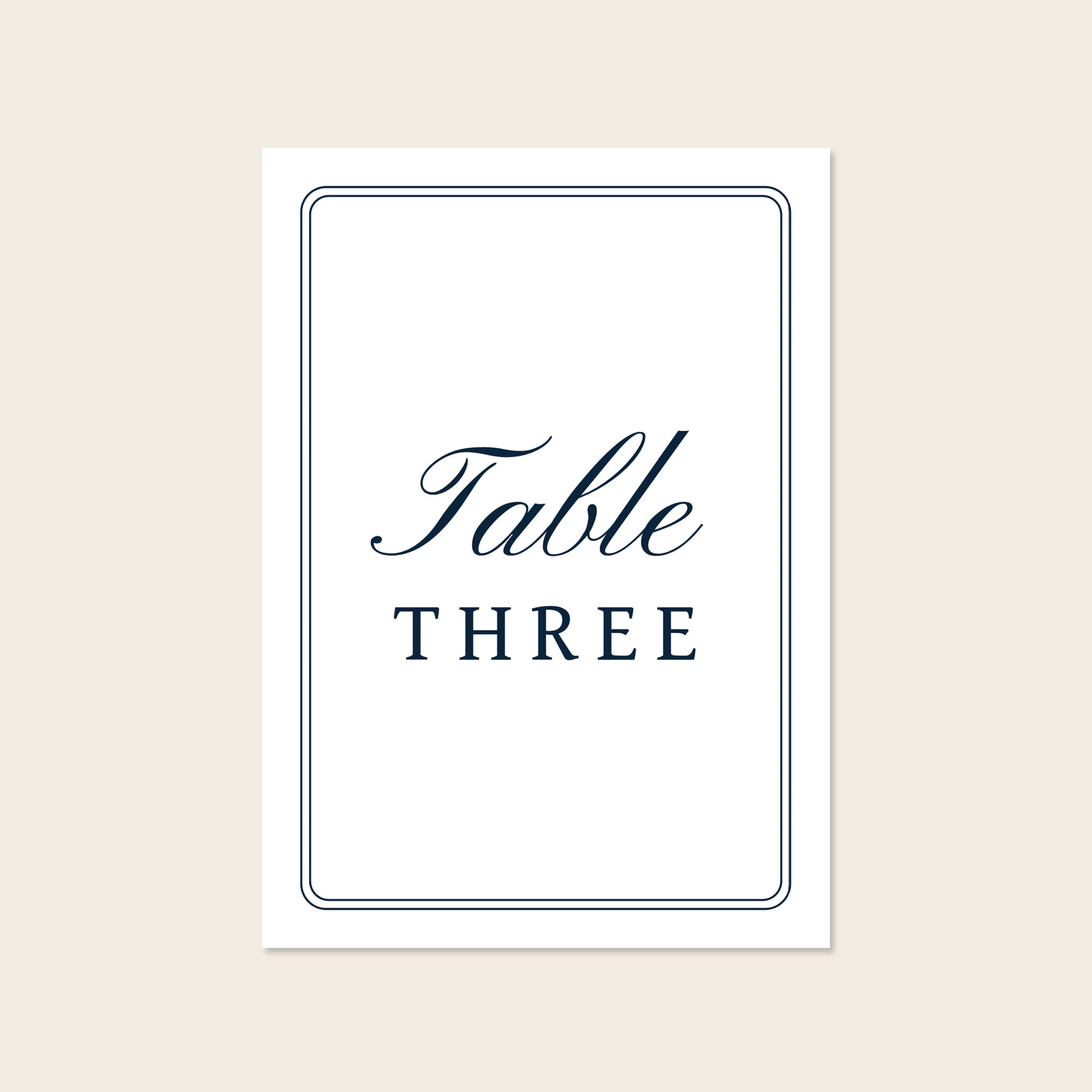 Old money wedding table number template design on a beige background.