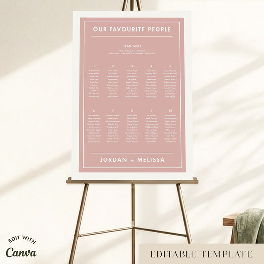 Renard 10-Table Wedding Seating Chart Template