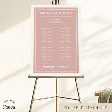 Renard 4-Long Tables Wedding Seating Chart Template
