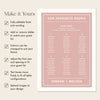 Renard 6-Table Wedding Seating Chart Template