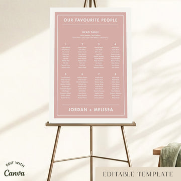 Renard 8-Table Wedding Seating Chart Template