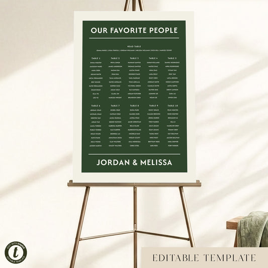 Renard 10-Table Wedding Seating Chart Template (US)