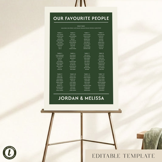 Renard 12-Table Wedding Seating Chart Template