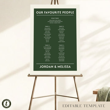 Renard 4-Table Wedding Seating Chart Template
