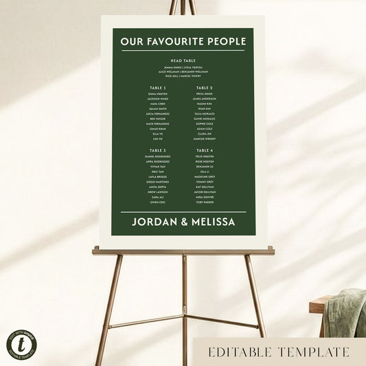 Renard 4-Table Wedding Seating Chart Template