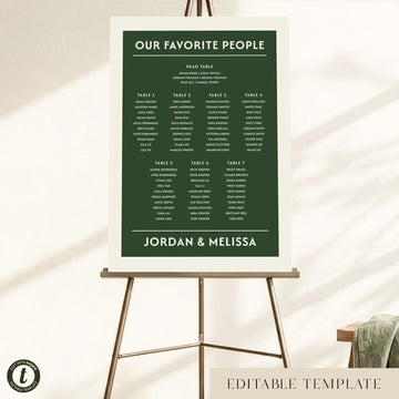 Renard 7-Table Wedding Seating Chart Template (US)